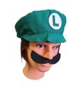 Boina Do Luigi com bigode Super Mário Bross Fantasia adulto