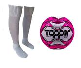 Bola Campo Topper Slick Ii Rs + Meião Esportivo Bc - Tam 38-42