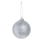 Bola de Árvore de Natal c/ Glitter - 5 cm - Glitter Prata” - Cromus Natal - 6 unidades