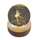 Bola de Cristal Luminária Bailarina com Base Madeira 6 cm