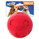 Bola de futebol para cães Dog Toy Nerf com guincho interativo de 10 cm vermelha