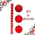 Bola De Natal 12 Un Glitter 5Cm Bolinhas Decoração -Vermelho