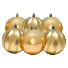 Bola de Natal 8cm Ondas Ouro 6und Cromus