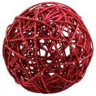 Bola de Natal Bambu Rattan com glitter vermelho 15 cm