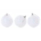 Bola de Natal branca com glitter holográfico Snow 8 cm 3 peças