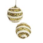 Bola De Natal Branca E Dourada 10Cm Para Árvore Kit 2Pc