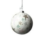 Bola de Natal Decorada - Branca - 10cm - 3 unidades - Rizzo