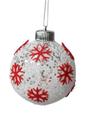 Bola de Natal Decorada Branco Floco Neve 10 Cm 3 Unidades