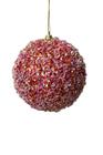 Bola De Natal Decorada Estrela Rosa Vermelho 8 Cm 3 Unidades