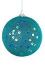 Bola De Natal Decorada Glitter Lantejoula Azul 8 Cm 3 Peças