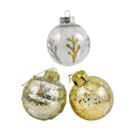 Bola De Natal Dourada E Transparente 8cm Árvore Kit 3 Peças