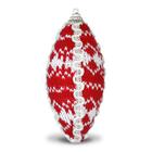 Bola de Natal Gota Vermelho e Branco Tecido Lã 12cm c/6pcs