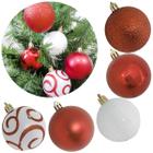 Bola de Natal Grande Vermelha e Branca Mista 6cm 30 Unidades