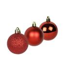 Bola De Natal Mista Fosca/Lisa/Glitter para Árvores de Natal 12 Unidades 5 cm Vermelho - Rio Master