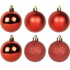 Bola De Natal Mista Fosca / Lisa / Glitter Vermelha Com 6 Pecas 8Cm - RIO MASTER