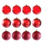 Bola De Natal Mista Fosca / Lisa / Glitter Vinho Com 12 Pecas 5Cm - RIO MASTER