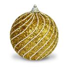 Bola de Natal Ouro com Glitter e Desenhos Brancos 10cm c/6pcs