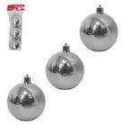 Bola De Natal Prata Brilho/Fosco/Glitter N6 Pacote Com 9 Pcs - NATALKASA