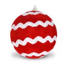 Bola de Natal Veludo Vermelho e Branco com 10cm c/6pcs