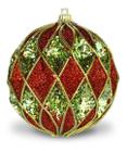 Bola de Natal Veneza Vermelho e Verde com Glitter 8cm c/6pcs
