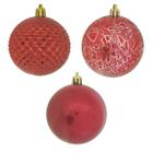 Bola de Natal Vermelha Kit Misto 7cm - 12 Unidades