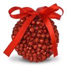 Bola de Natal Vermelho com Glitter e Laço 8cm c/6pcs