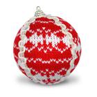 Bola de Natal Vermelho e Branco Tecido Lã 8cm c/6pcs