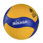 Bola de Vôlei Quadra Mikasa Voleibol Oficial V390W Amarelo e Azul Couro