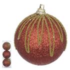 BOLA DECORADA NATAL C/ GLITTER 3 UND (VERMELHO DOURADO) 6cm