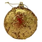 Bola Natal Decorada Achatada Dourada redonda 8cm Ref:2015g unid