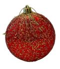 Bola natal Decorada redonda achatada Vermelha/dourado 8cm Ref:2023R unid.