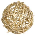 Bola Natalina De Rattan Com Glitter 7cm Jg 6 Unid