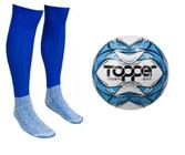 Bola Society Topper Slick Ii Az + Meião Esportivo Az - Tam 38-42