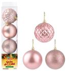 Bolas Natalinas TB Diamante 8CM 4 Peças - Rose