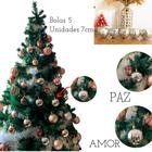 Bolas para Árvore de Natal Caixa 5 unid. Prateada 7cm Amor Paz