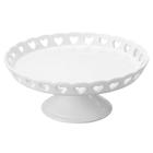 Boleira Centro De Mesa Cerâmica Coração Branco 15 Cm - Lyor