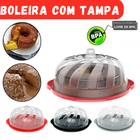 Boleira Moderna Porta Bolo Com Tampa E Prato Gourmet Redonda - Vermelha