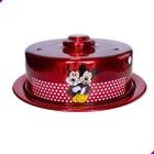 Boleira Porta Bolos N20 Decorada com Mickey e Minnie da Disney - Feita de Metal Resistente e Brilhante - 27cm - Disponível em Vermelho, Rosa Claro, Rosa Escuro, Branco, Preto - Perfeita para Exibir seus Bolos na Mesa da Cozinha com Estilo