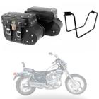 Bolsa Alforge Para Moto Custom Botinha Cravo Chave 36 Litros + Afastador Yamaha Virago 535