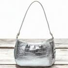 Bolsa Baguete Vintage Croco Metalizada Feminina de Ombro Lançamento