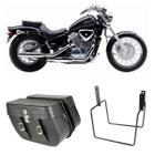 Bolsa Bolsa Mala Lateral 64 Litros Com Chave Par + Afastador Suporte Moto Honda VT 600 Shadow