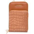 Bolsa Carteira Feminina Com Alça Textura Croco Cor:Caramelo