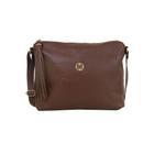 Bolsa Classe Couro Feminina Transversal 1751-2 Cb04 Marrom