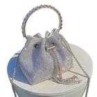 Bolsa de embreagem TOPALL Rhinestone Purse prateada com alça