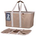 Bolsa de lavanderia CleverMade LUXE Mocha 50L de algodão premium, pacote com 2 unidades