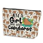 Bolsa de maquiagem Azteoiz Capybara Waterproof Linen 9,7x7in