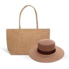 Bolsa de Praia de palha + Chapéu Paris Praia Verão - Linha Luxo Elegante KIT