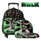 Bolsa de Rodinhas Pre Escola Herói Hulk Reforçada 3 Peças