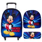 Bolsa Escolar Menino Rodinha Mickey Mouse 3D Resistente Azul