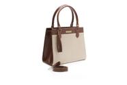 Bolsa Feminina Bicolor Santorini Handbag Tricê Marrom/Creme